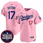 Men's Los Angeles Dodgers #17 Shohei Ohtani Pink 2025 Tokyo Series Limited Stitched Jersey Dzhi,baseball caps,new era cap wholesale,wholesale hats